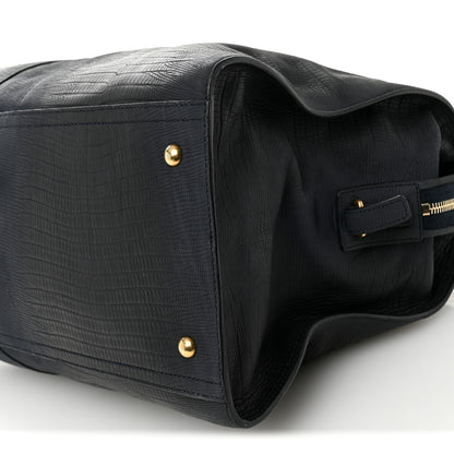 Saint Laurent Calfskin Lizard Embossed Large Cabas ChYc Navy Blue 9 of 13
