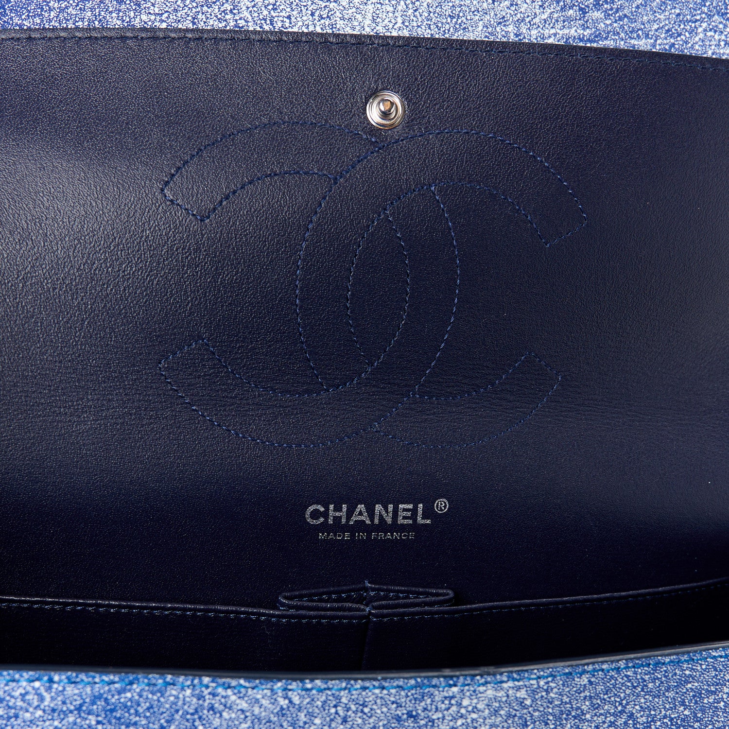 Chanel Crackled Calfskin Jumbo Double Flap Blue 6 of 12