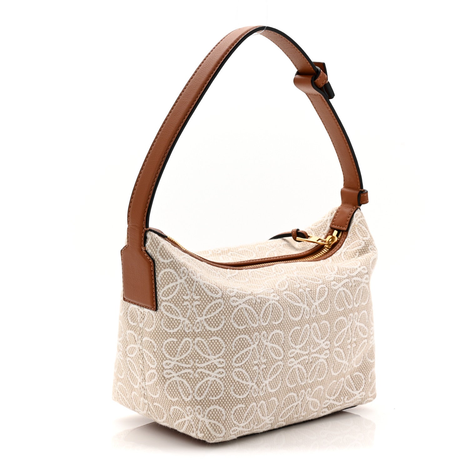 Loewe Jacquard Anagram Calfskin Small Cubi Bag Ecru Tan 3 of 11