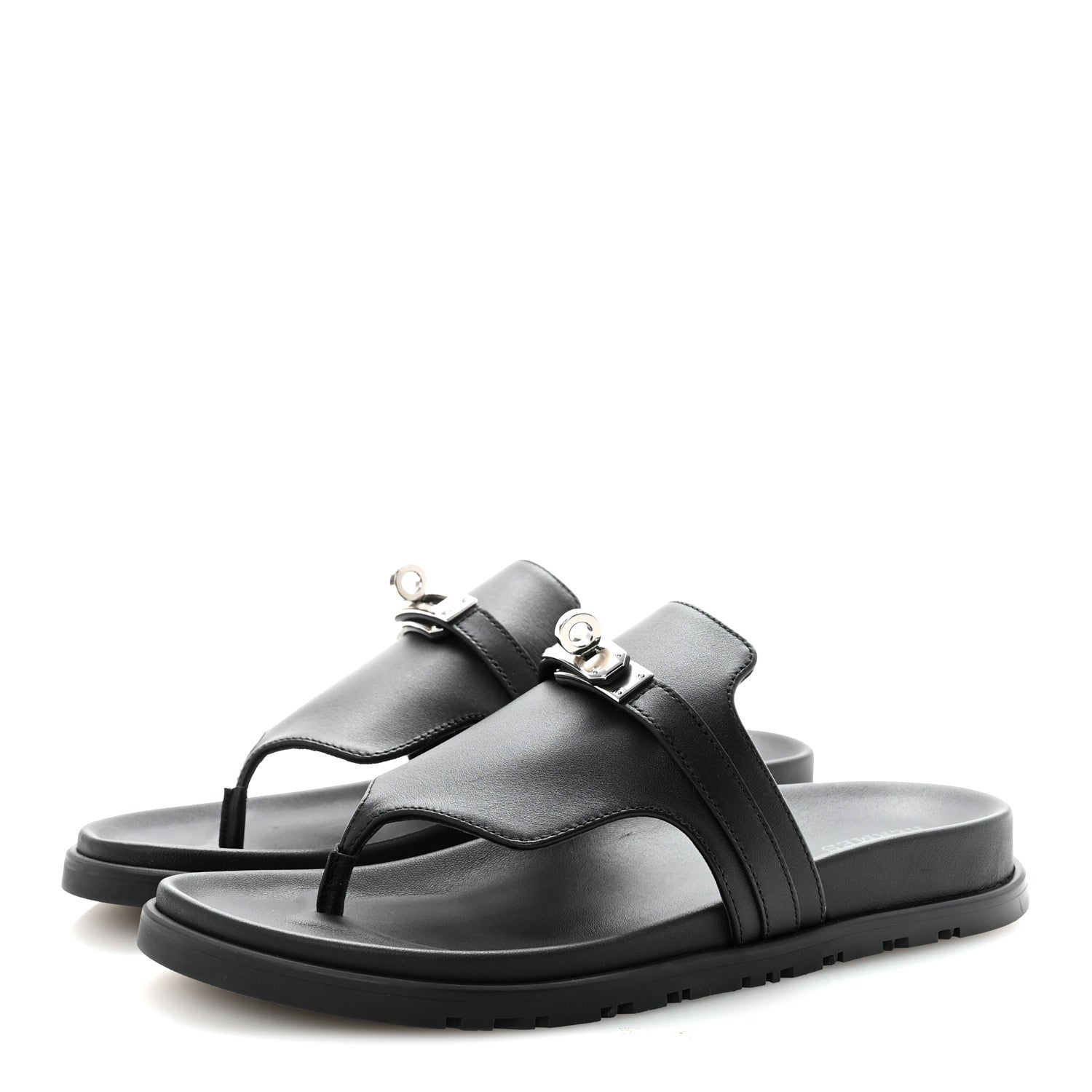 Hermes Calfskin Womens Empire Sandals 38 Black 7 of 20