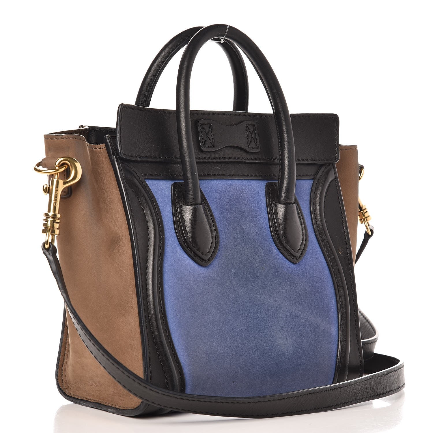 Celine Nubuck Smooth Calfskin Nano Tri-Color Luggage Royal Blue 3 of 18
