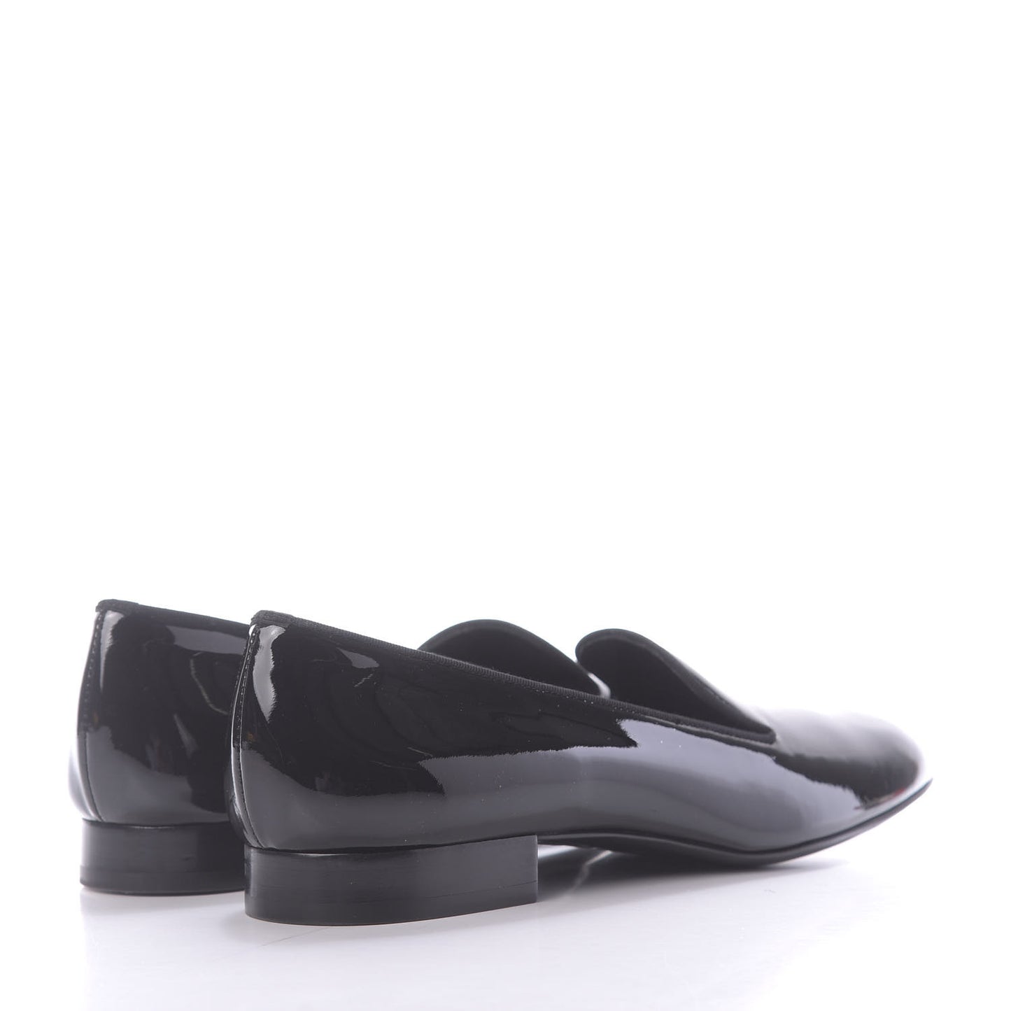 Patent Calfskin Smoking Slipper Flat Loafers 37 Black