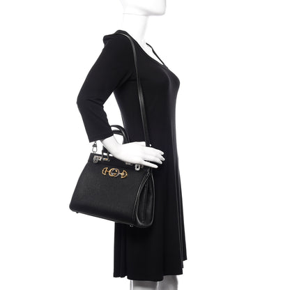 Gucci Grainy Calfskin Small Zumi Top Handle Bag Black 2 of 11
