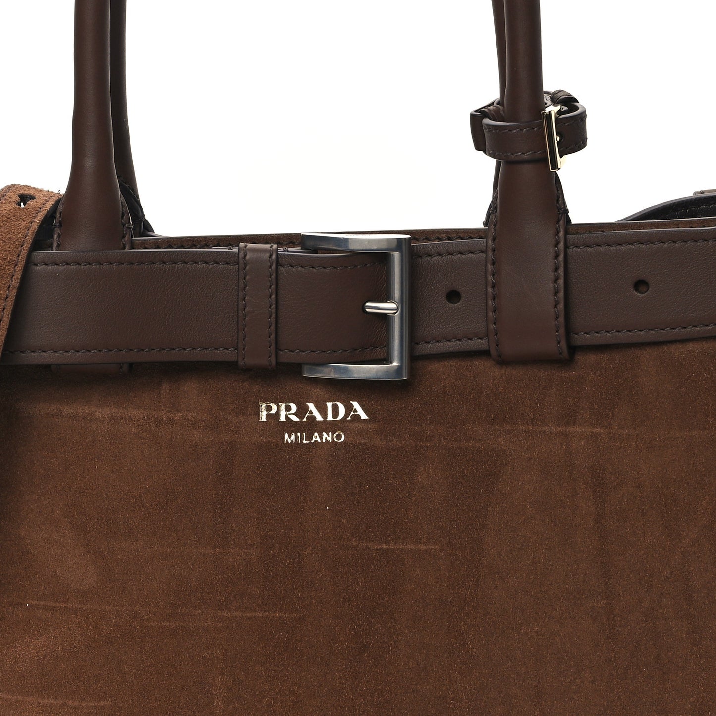 Scamosciato Large Buckle Bag With Belt Cacao