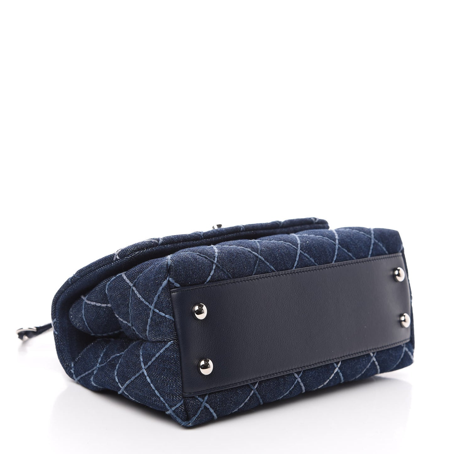 Denim Quilted Mini Coco Handle Flap Blue