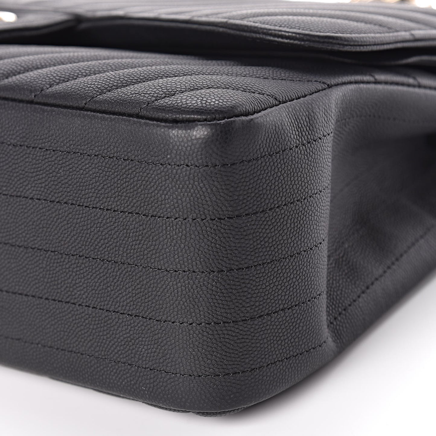 Caviar Chevron Quilted Jumbo Double Flap Black