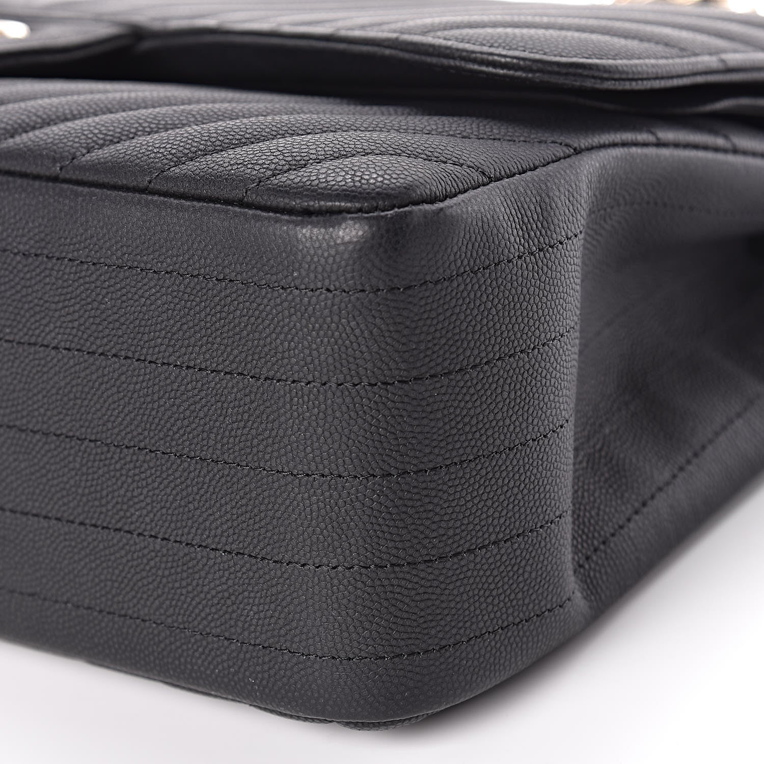 Chanel Caviar Chevron Quilted Jumbo Double Flap Black 13 of 15
