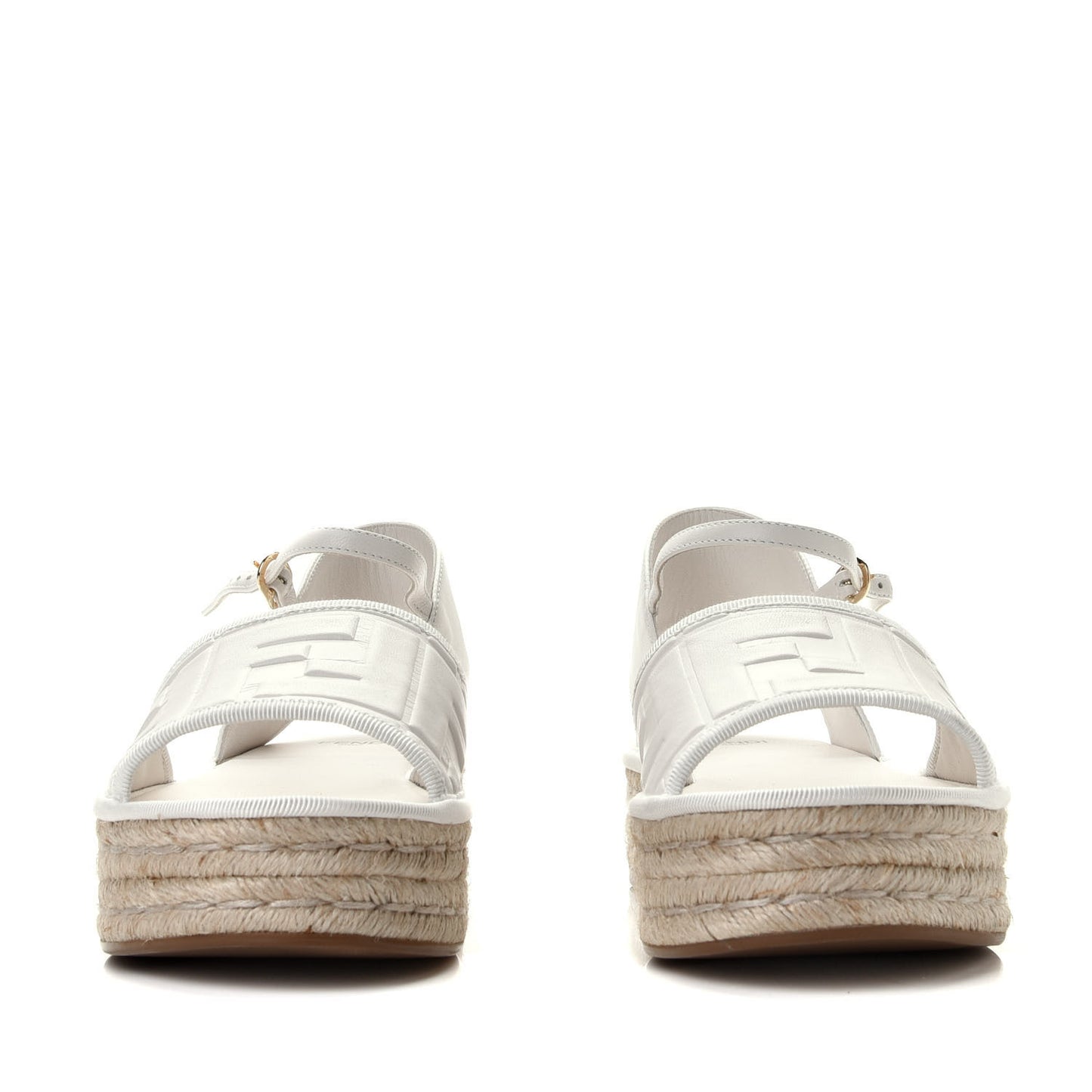 Nappa FF Embossed Espadrille Platform Sandals 37 Snow