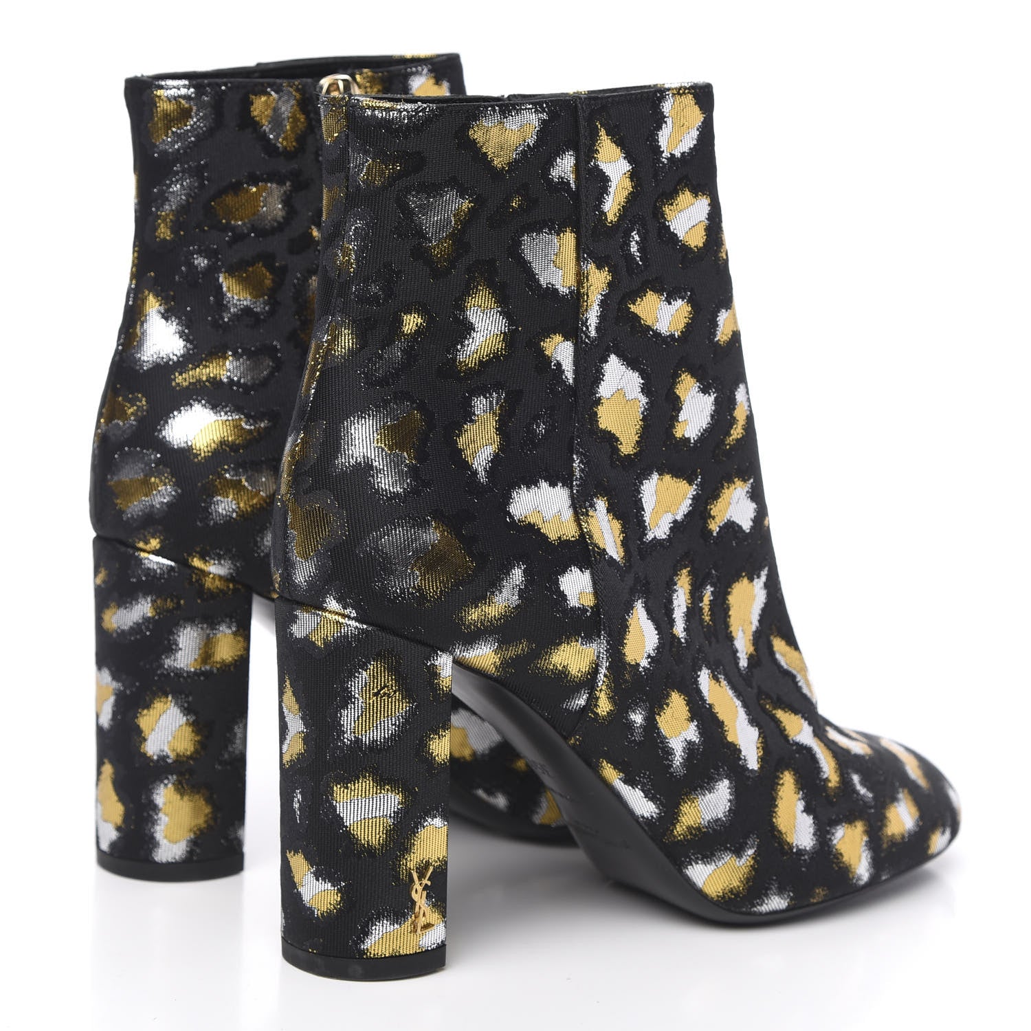 Saint Laurent Jacquard Leopard Loulou Ankle Boots 35.5 Oro 4 of 8