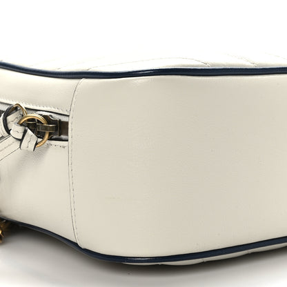 Gucci Vintage Effect Calfskin Matelasse Diagonal Small Torchon GG Marmont Bamboo Top Handle Shoulder Bag Mystic White Blue Agata 8 of 10