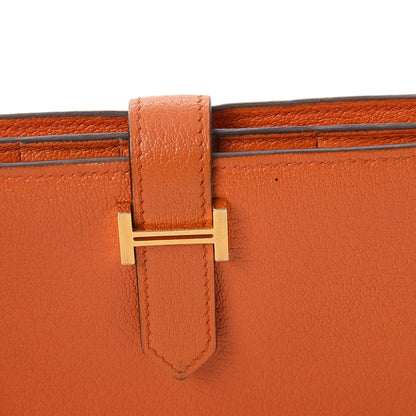 Hermes Chevre Mysore Bearn Gusset Wallet Orange 9 of 10