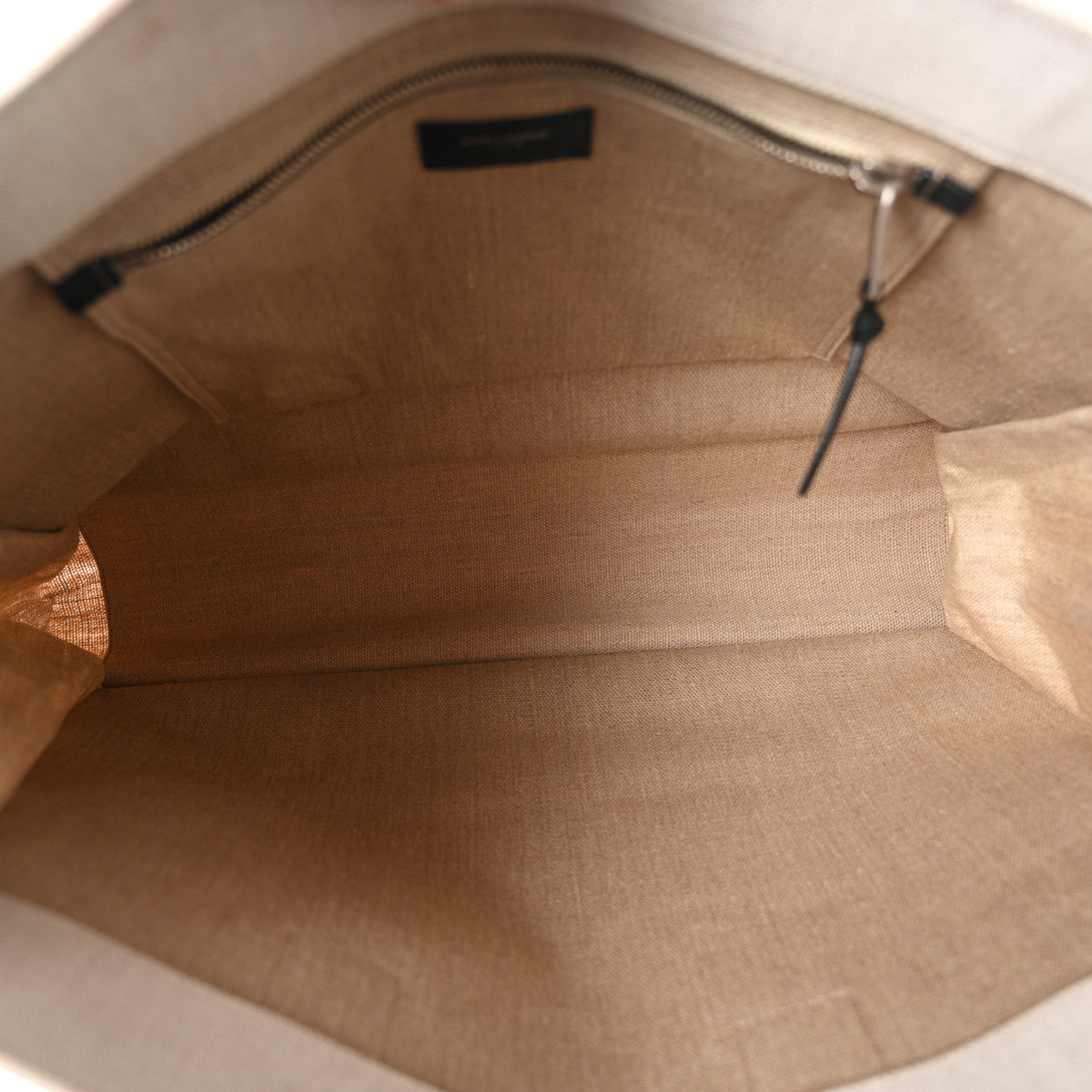 Saint Laurent Linen Calfskin Rive Gauche Tote Greggio Natural 5 of 10
