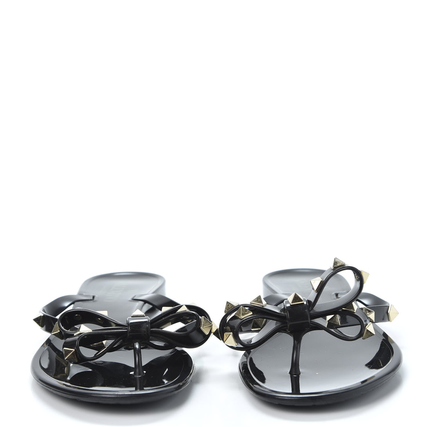 Valentino Garavani PVC Jelly Rockstud Bow Thong Sandals 37 Black 2 of 13