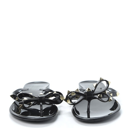 Valentino Garavani PVC Jelly Rockstud Bow Thong Sandals 37 Black 2 of 13