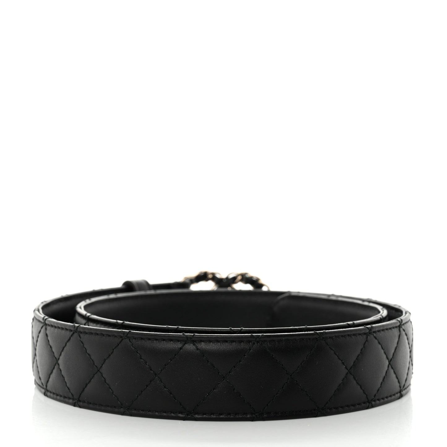 Calfskin Quilted CC Chain Belt 80 32 Black