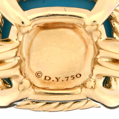 David Yurman 18K Yellow Gold Diamond Turquoise 14mm Chatelaine Ring 63 10.25 4 of 4