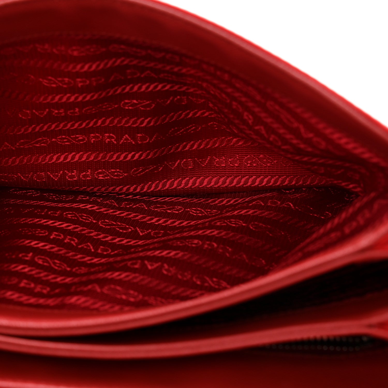 Prada Saffiano Tessuto Nylon Chain Shoulder Bag Rosso 5 of 14