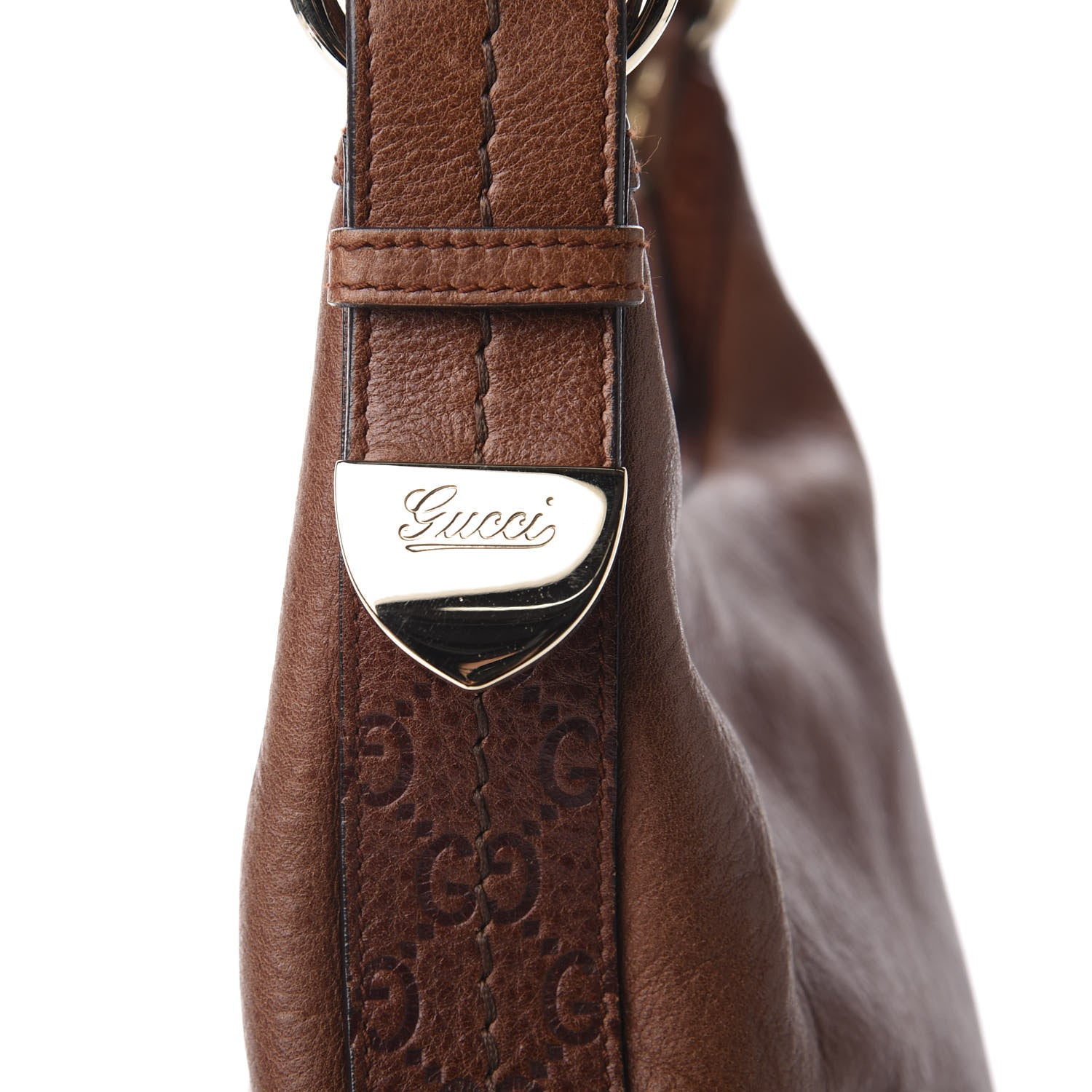 Gucci Pebbled Calfskin Guccissima Trim Medium Signoria Hobo Brown 11 of 11