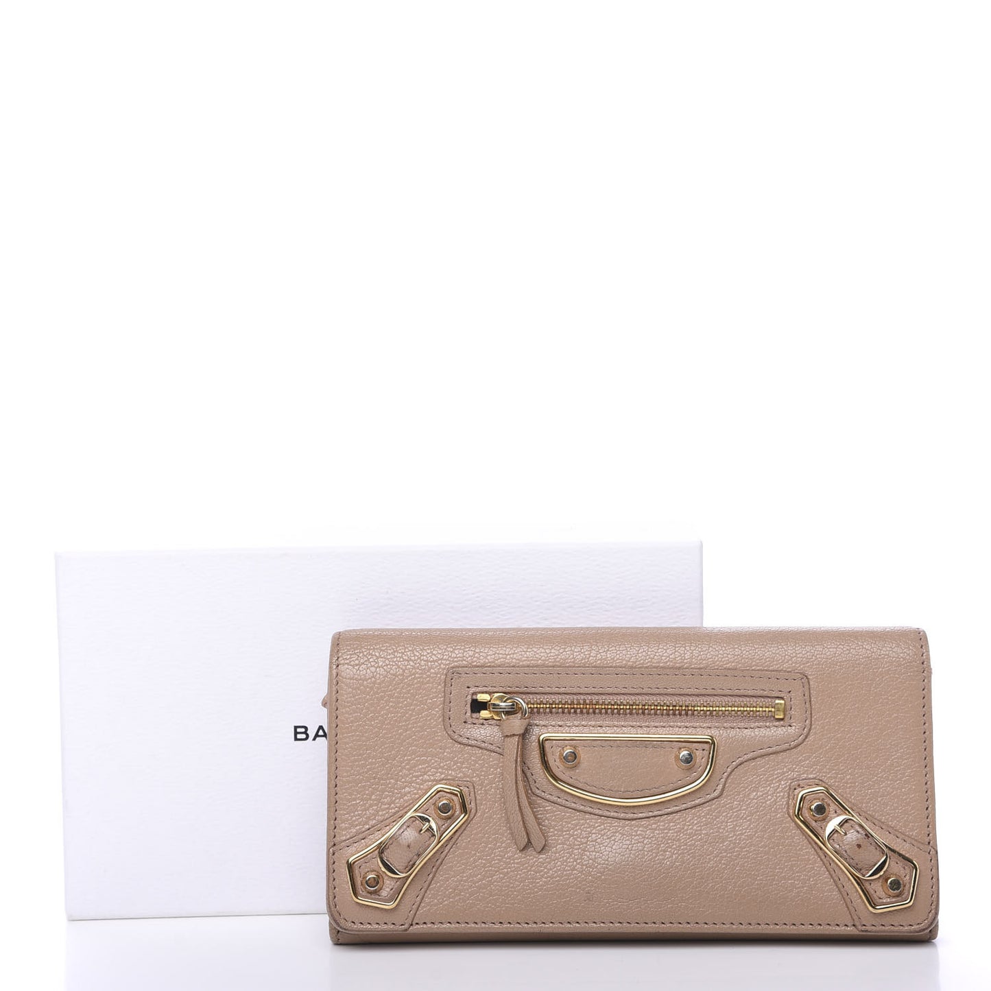 Chevre Gold Metallic Edge Hardware Money Wallet Rose de Sables