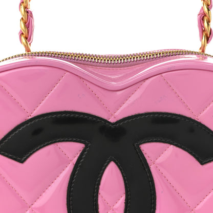 Chanel Patent Quilted CC Barbie Heart Vanity Case Pink 17 of 25