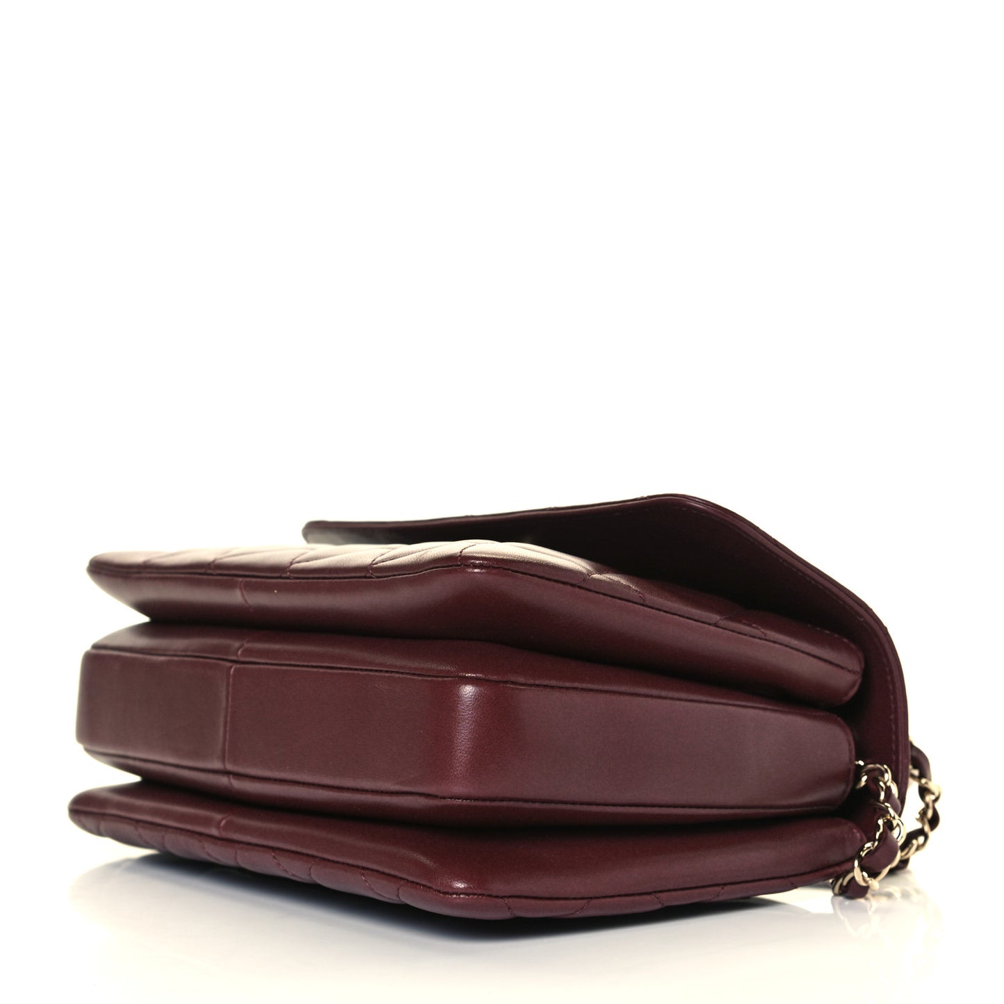 Lambskin Quilted Small Trendy CC Flap Dual Handle Bag Burgundy