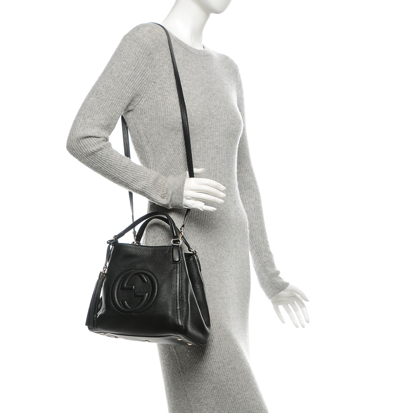 Pebbled Calfskin Small Soho Shoulder Bag Black
