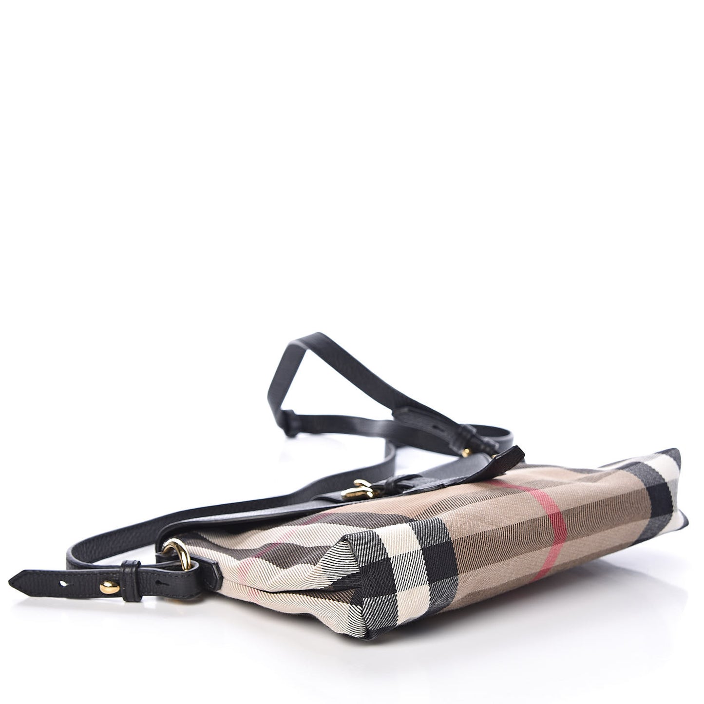 Horseshoe Calfskin House Check Small Milton Crossbody Bag Black