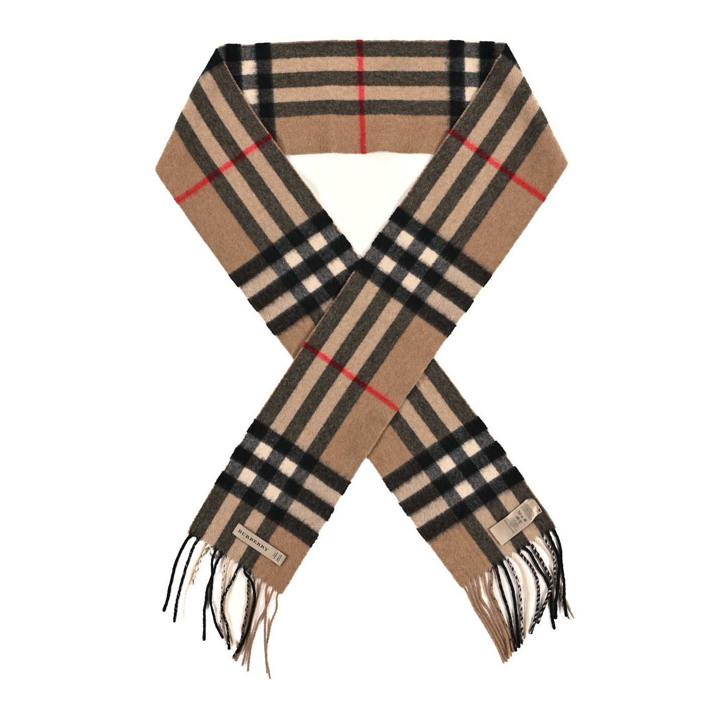 Cashmere Giant Check Scarf Camel