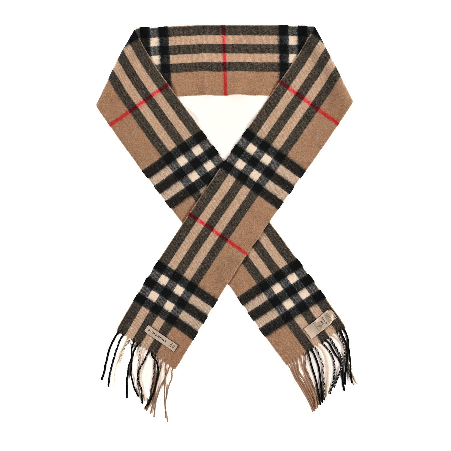 Burberry Cashmere Giant Check Scarf Camel 1 of 3
