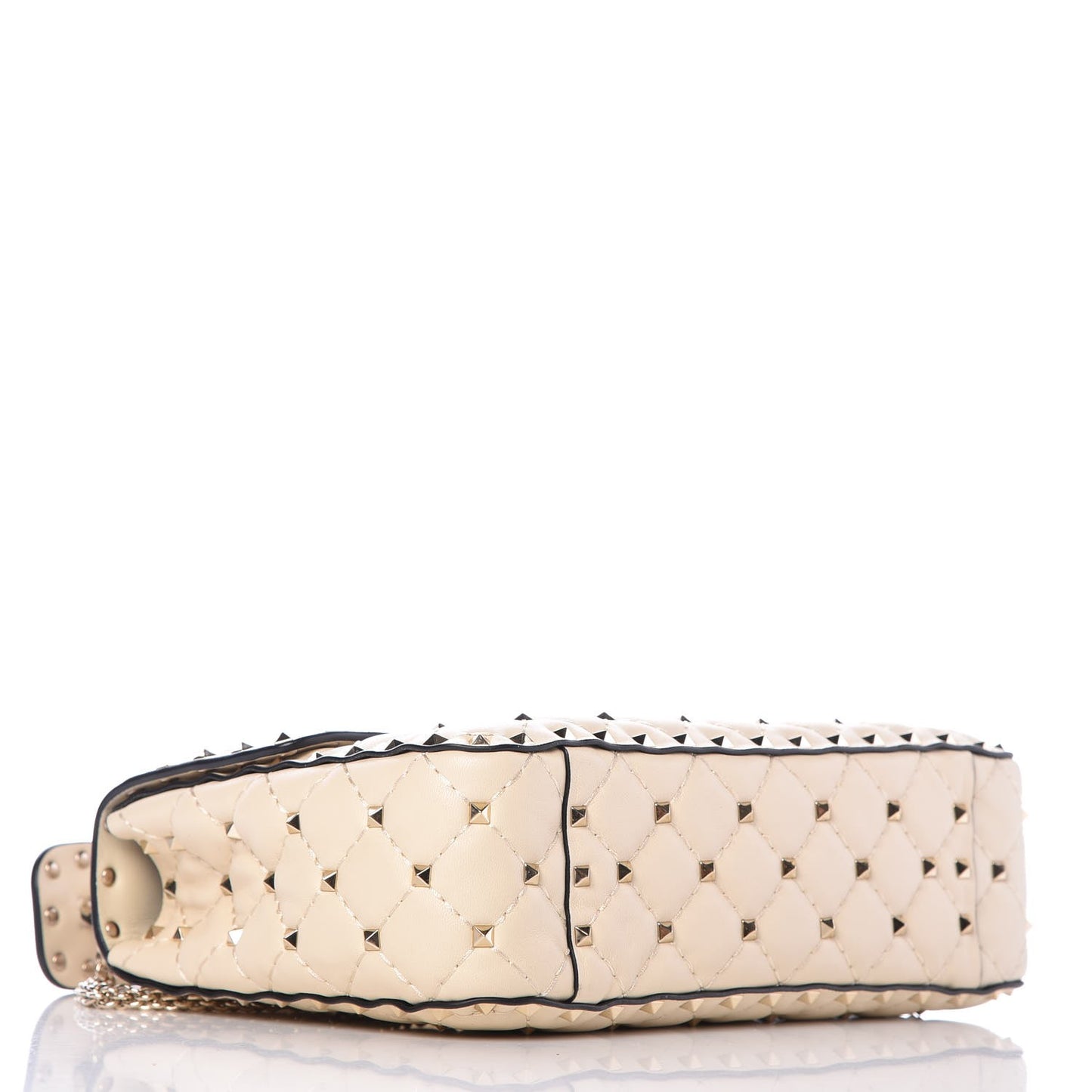 Nappa Medium Rockstud Spike Shoulder Bag Light Ivory