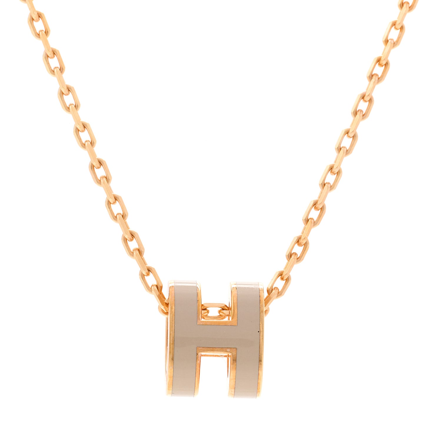 Lacquered Rose Gold Mini Pop H Pendant Necklace Marron Glace