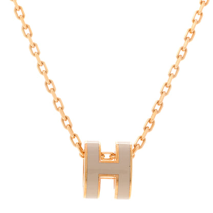 Hermes Lacquered Rose Gold Mini Pop H Pendant Necklace Marron Glace 4 of 7