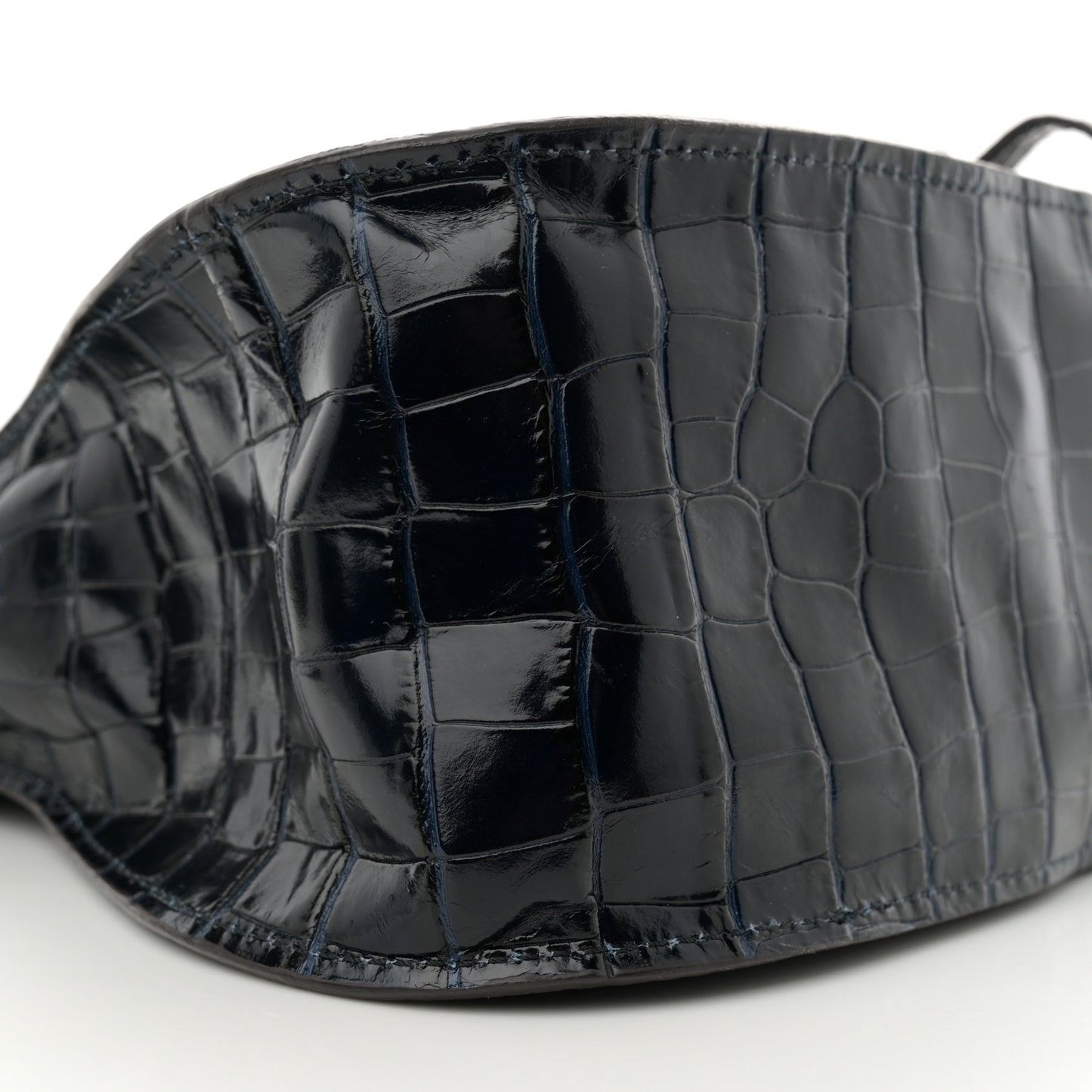 Calfskin Crocodile Embossed Small Marcie Satchel Full Blue