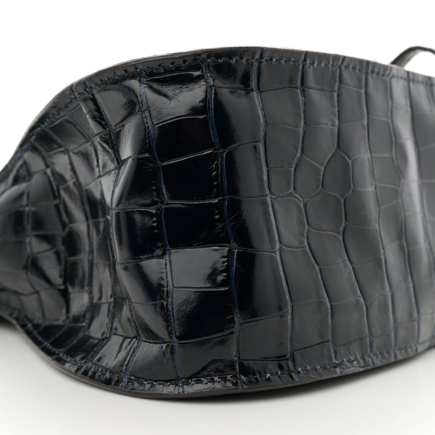 Chloe Calfskin Crocodile Embossed Small Marcie Satchel Full Blue 9 of 11