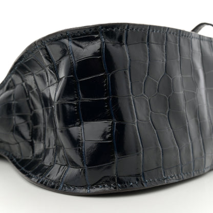 Chloe Calfskin Crocodile Embossed Small Marcie Satchel Full Blue 9 of 11