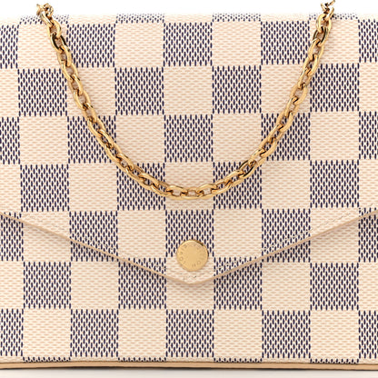 Louis Vuitton Damier Azur Pochette Felicie Chain Wallet Rose Ballerine 8 of 10
