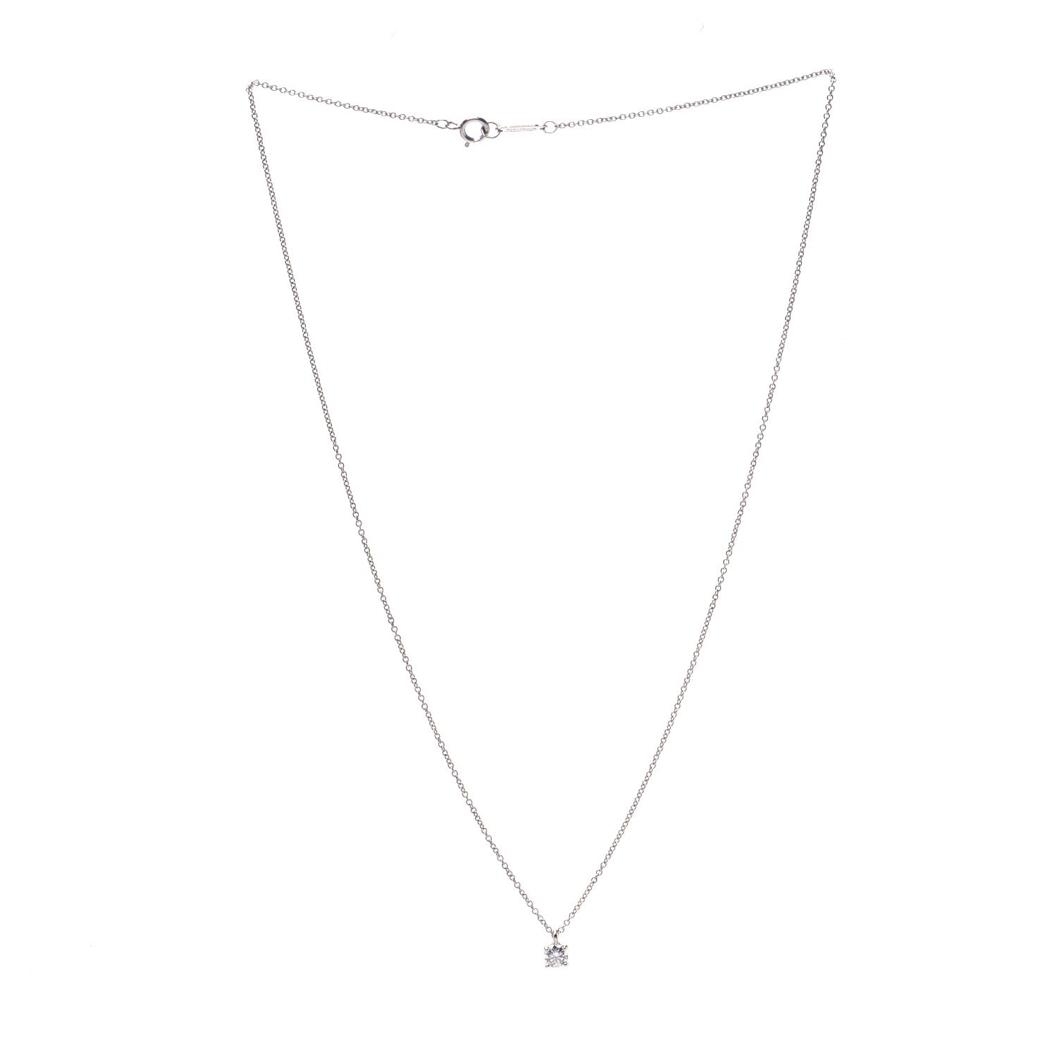 Tiffany Platinum Diamond .24ct Solitaire Pendant Necklace 3 of 9