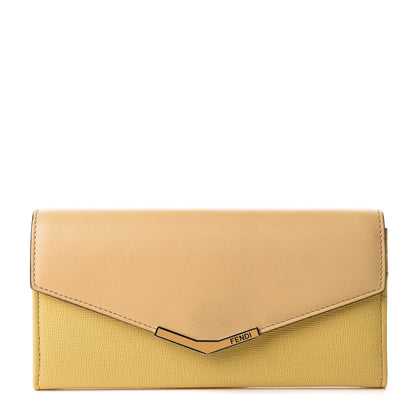 Fendi Vitello Elite Flamingo 2Jours Continental Wallet Giallo Alchemy 1 of 9