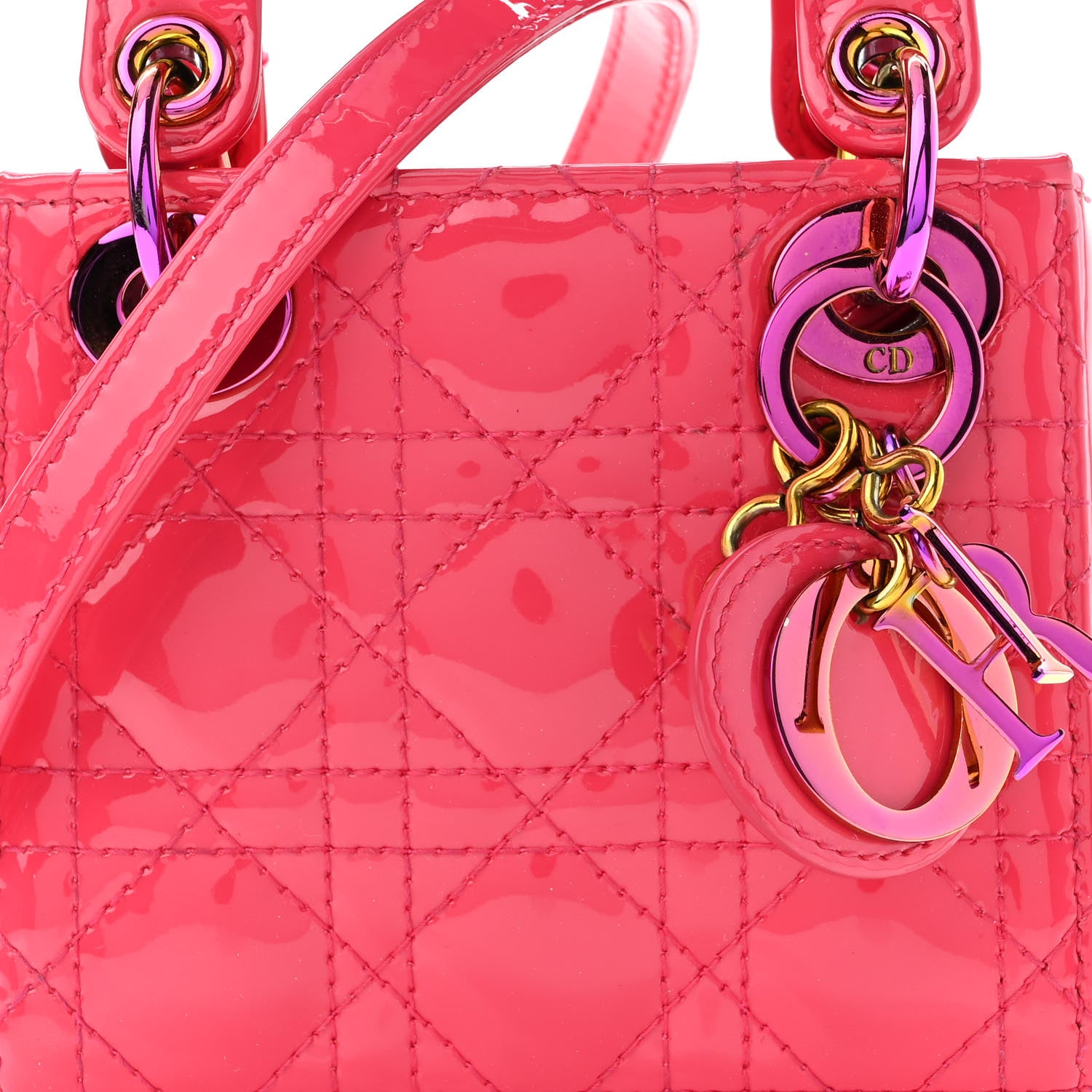 Christian Dior Patent Cannage Micro Lady Dior Pink 7 of 10