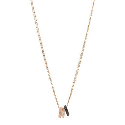 Cartier 18K Pink Gold Ceramic Diamond Three Ring LOVE Pendant Necklace 1 of 4