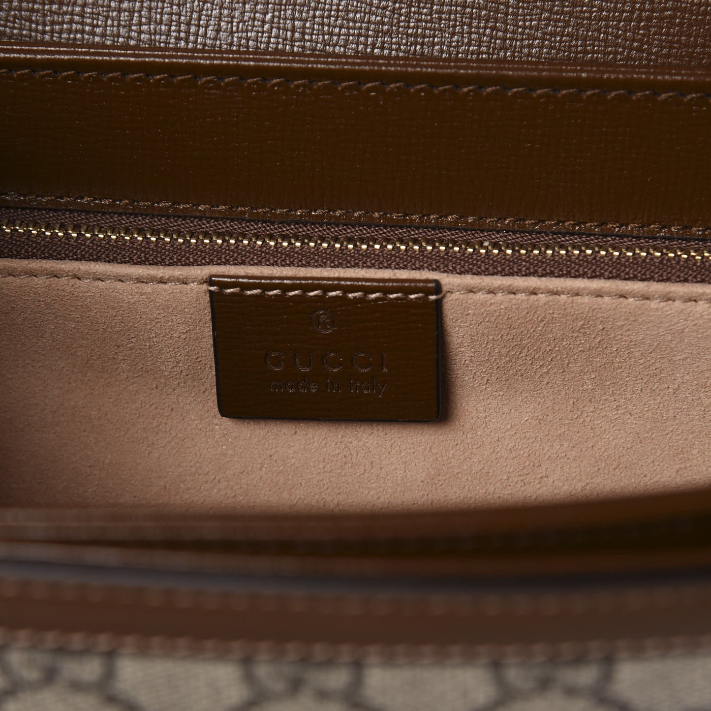 GG Supreme Monogram Horsebit 1955 Shoulder Bag Beige Brown Sugar