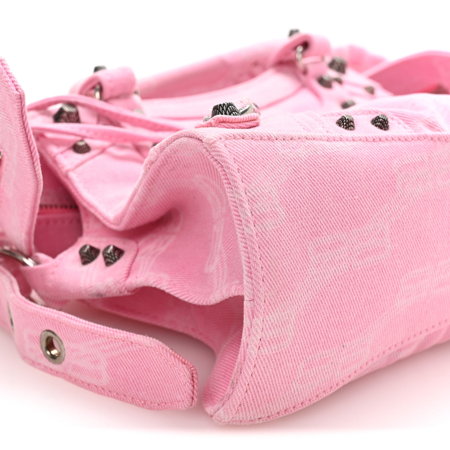 Balenciaga Denim BB Monogram Neo Cagole Handbag XS Pink 10 of 11