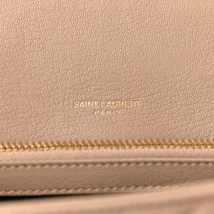 Saint Laurent Sheepskin Matelasse Chevron Monogram Medium College Bag Dark Beige 6 of 9