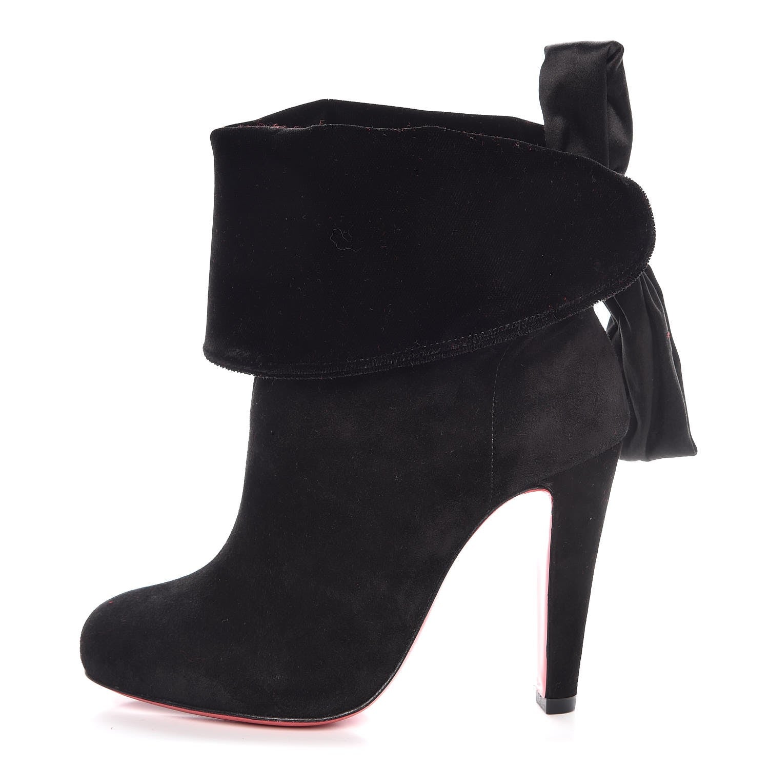 Christian Louboutin Suede Crepe Satin Velvet Kristofa 100 Booties 35 Black 1 of 9