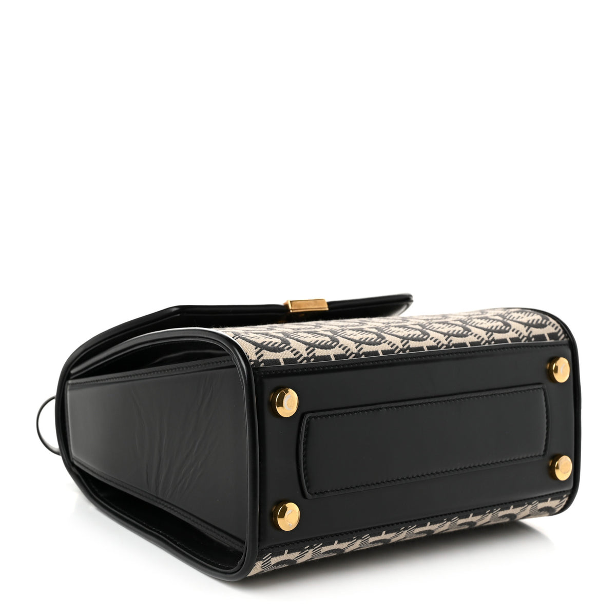 Canvas Calfskin Gancini Small Boxyz Black Beige