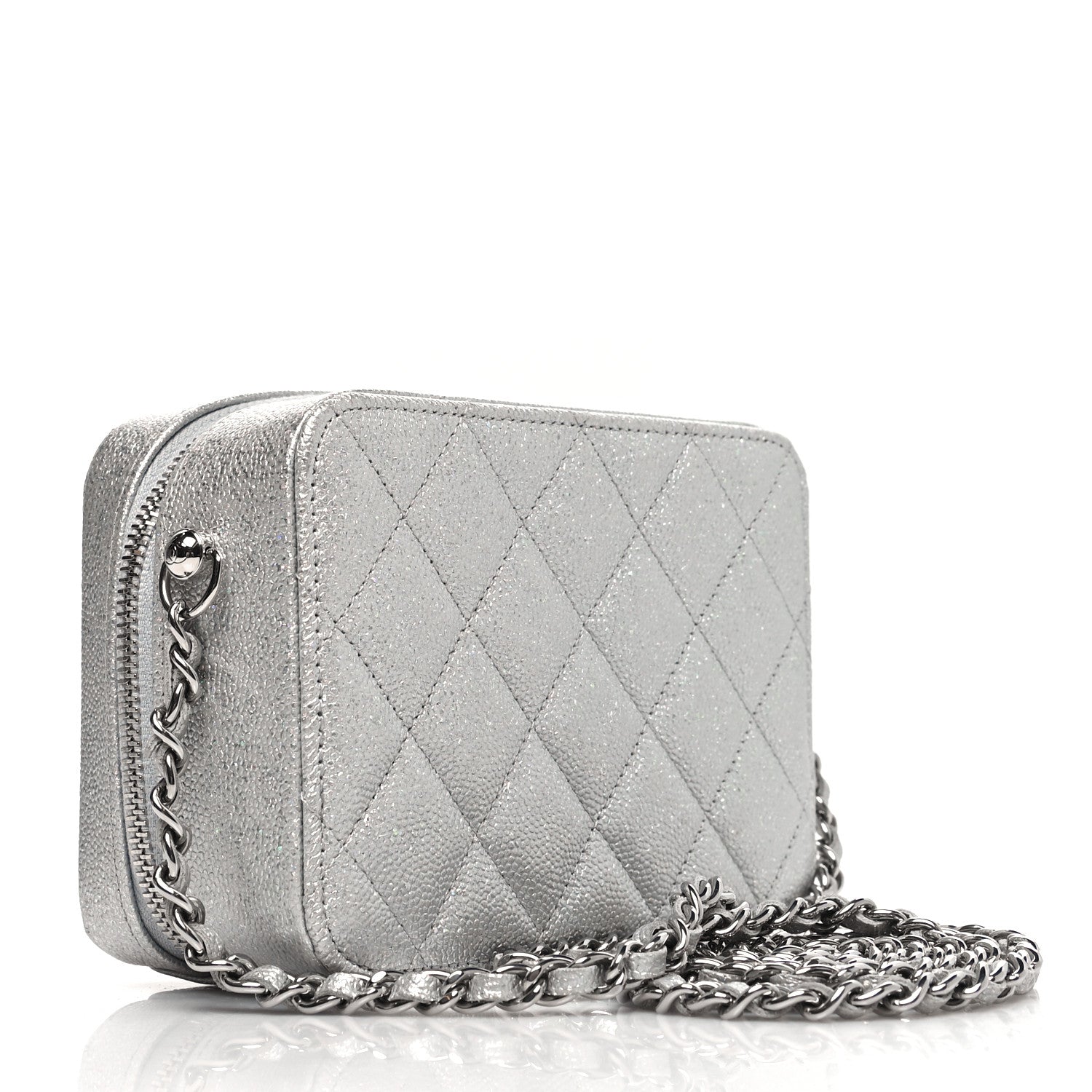 Chanel Metallic Caviar Quilted Camera Bag Silver 3 of 11