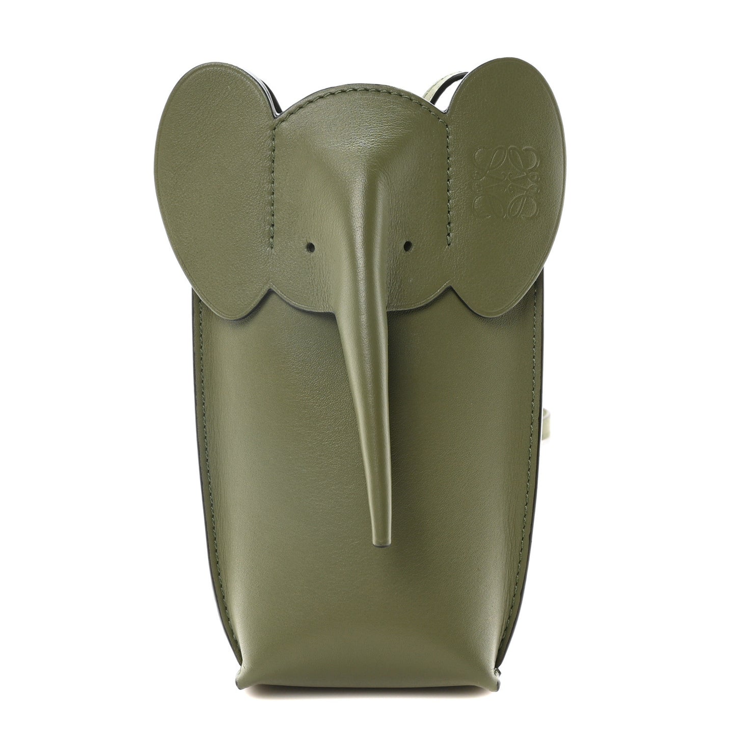Calfskin Elephant Pouch Crossbody Bag Avocado
