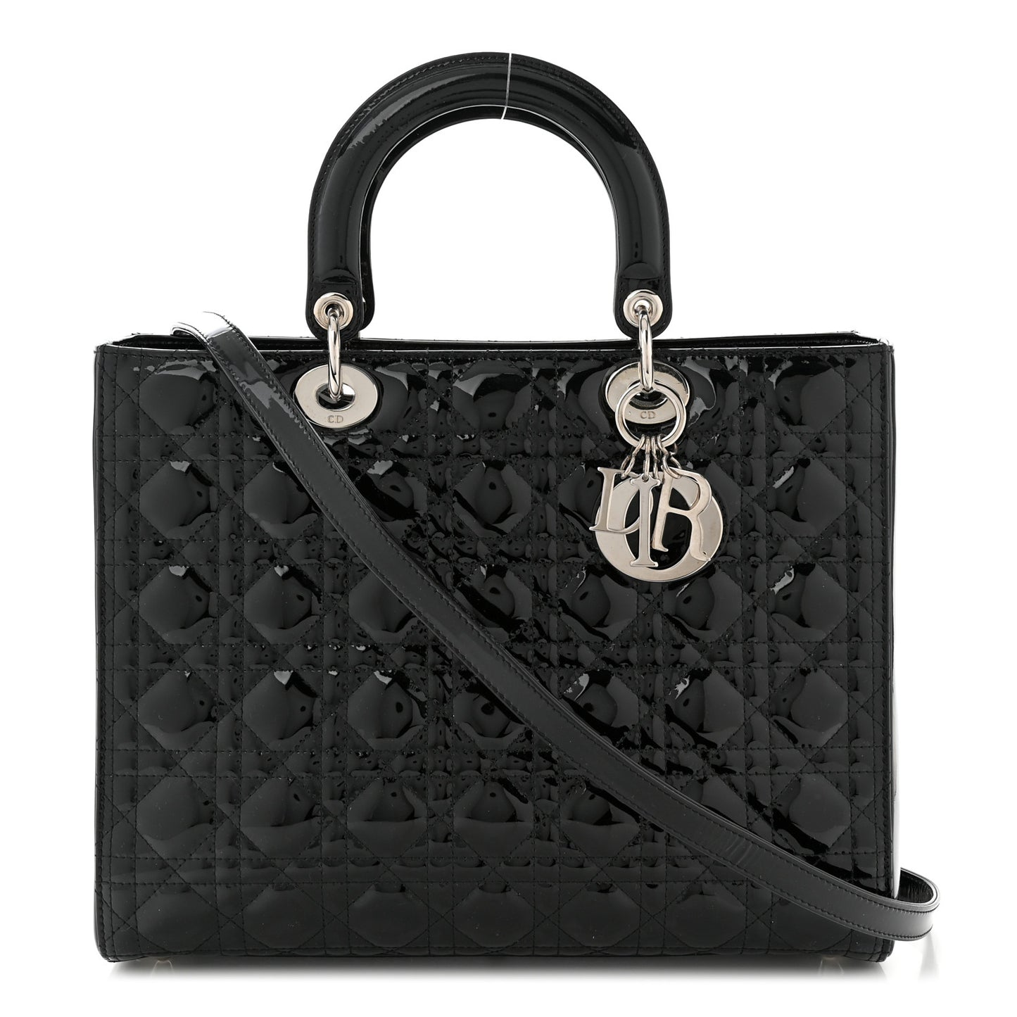Patent Cannage Large Lady Dior Black