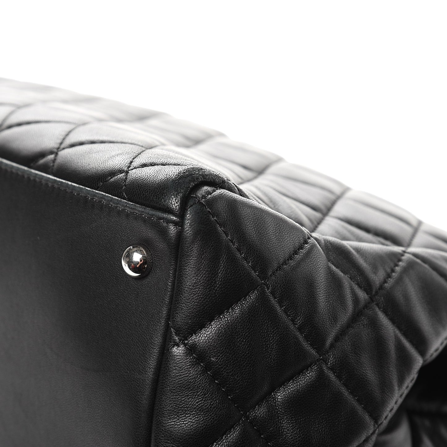 Lambskin Quilted 7 Large Tote Black
