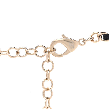 Chanel Metal Calfskin Crystal Double CC Short Necklace Black Gold 5 of 7